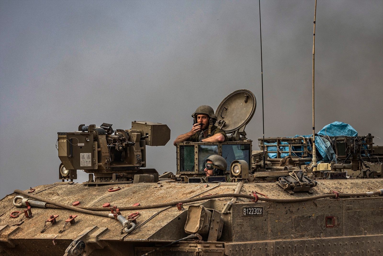 Tanque israelí en la zona fronteriza con Gaza
