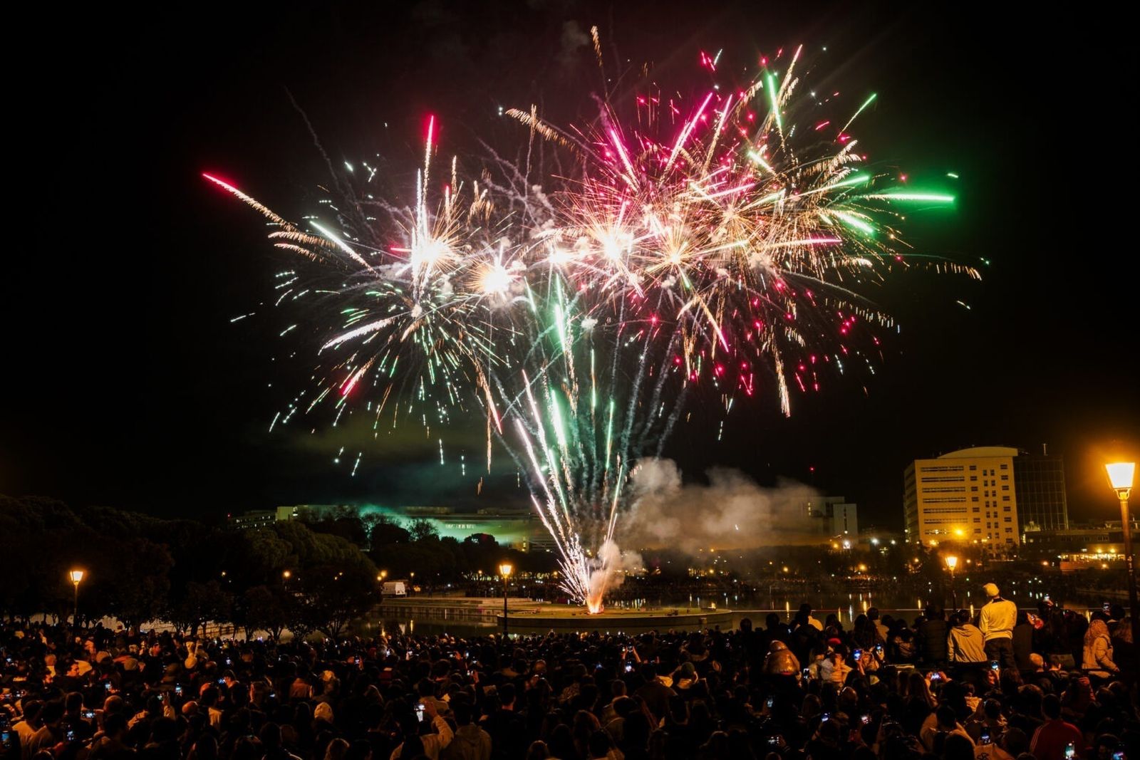 Fuegos artificiales en el parque Pradolongo