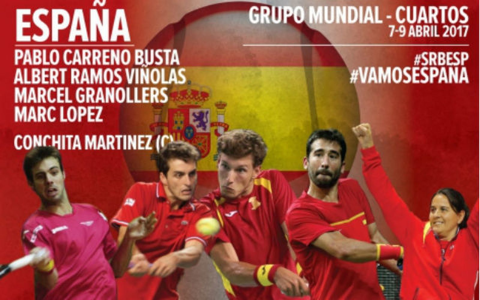 Equipo español de la Copa Davis ante Serbia