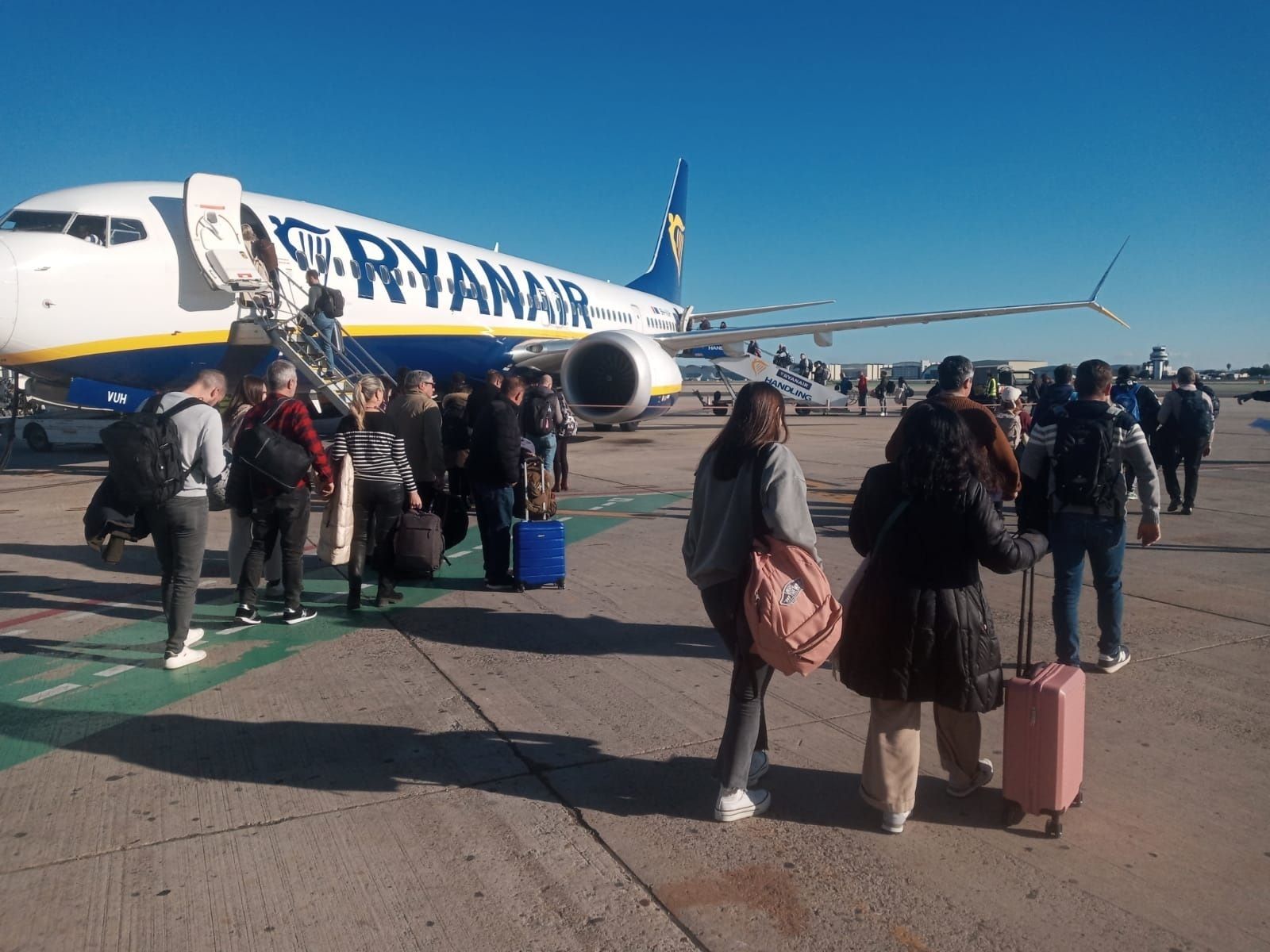 Pasajeros de un vuelo de Ryanair
