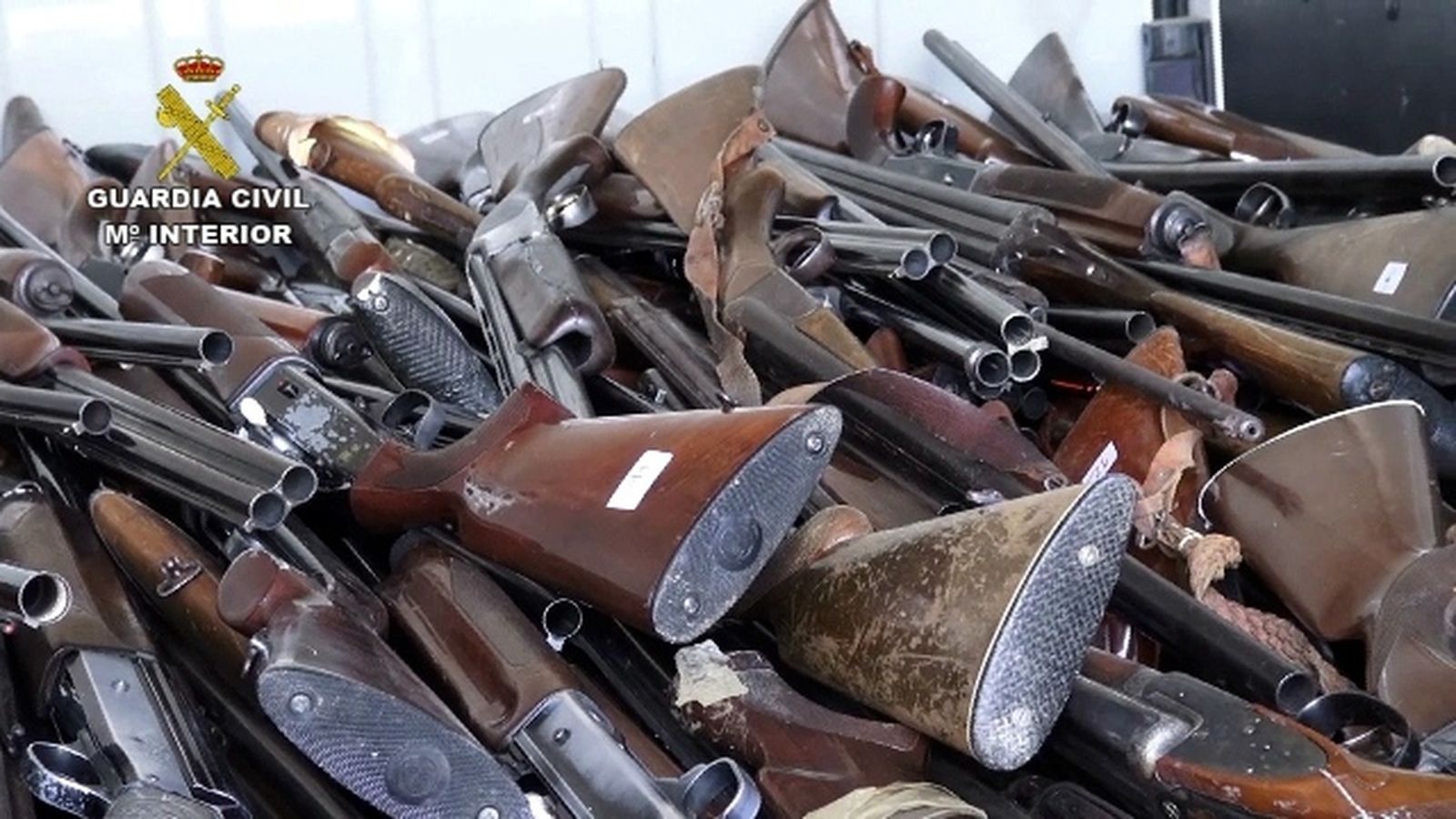 Armas intervenidas por la Guardia Civil listas para su destrucción