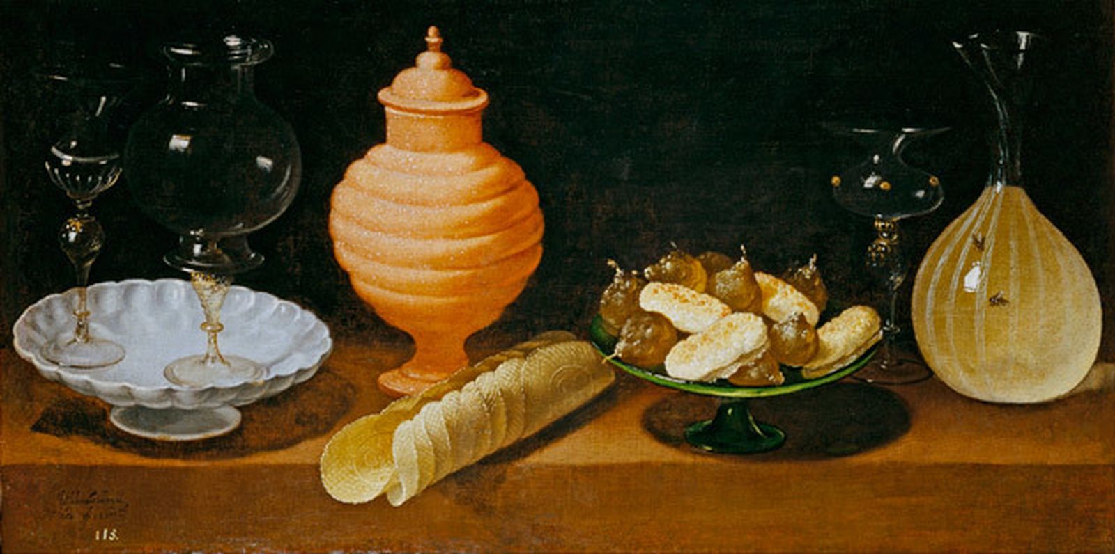 Bodegón con dulces y recipientes de cristal, de Juan van der Hamen. Obra expuesta en el Museo del Prado