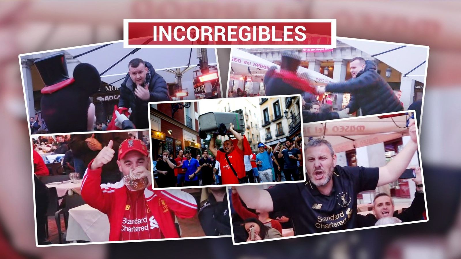Cánticos, cerveza y malos modos de los hooligans del Liverpool en Madrid