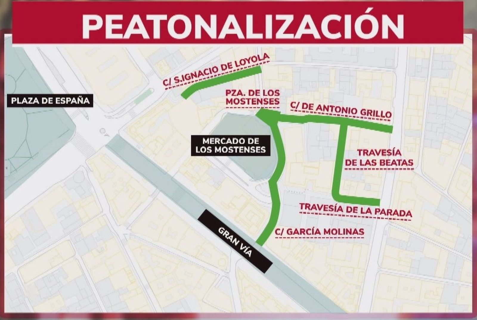 Un itinerario peatonal unirá Gran Vía y Malasaña