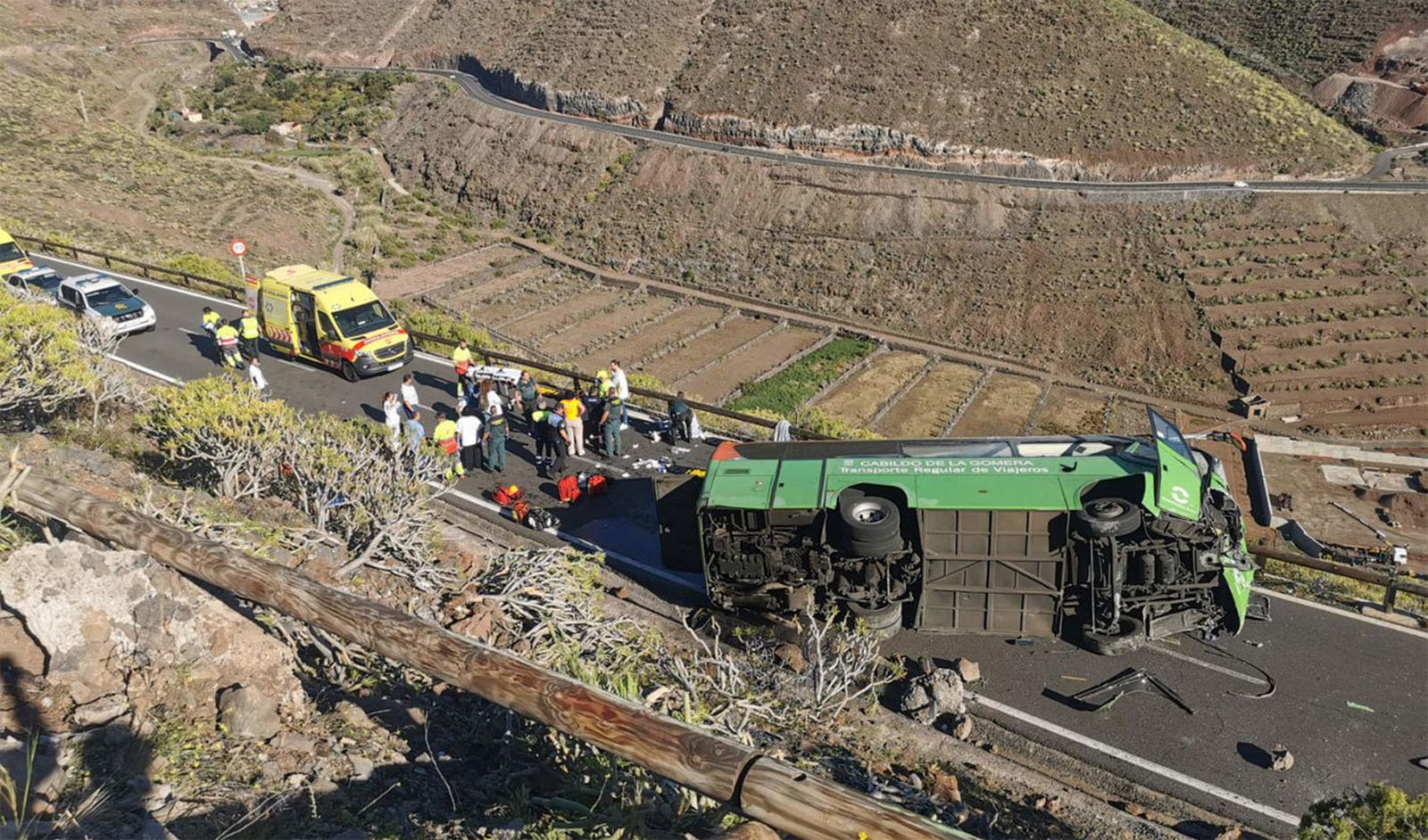 Accidente de un autobús en La Gomera