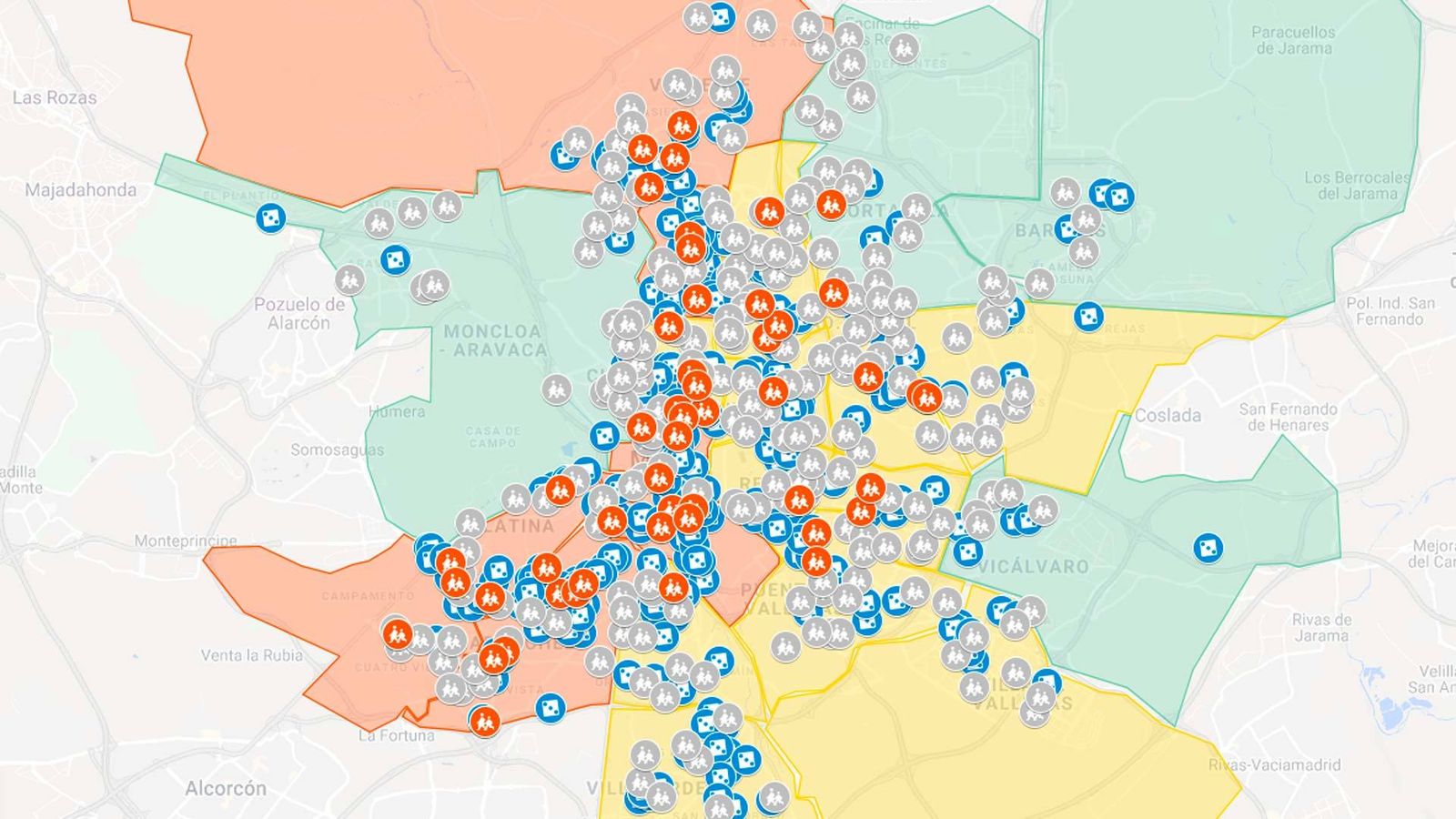 El mapa de las casas de apuestas en Madrid