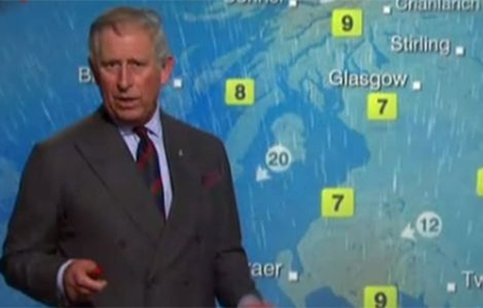 El príncipe Carlos de Inglaterra, hombre del tiempo en la BBC