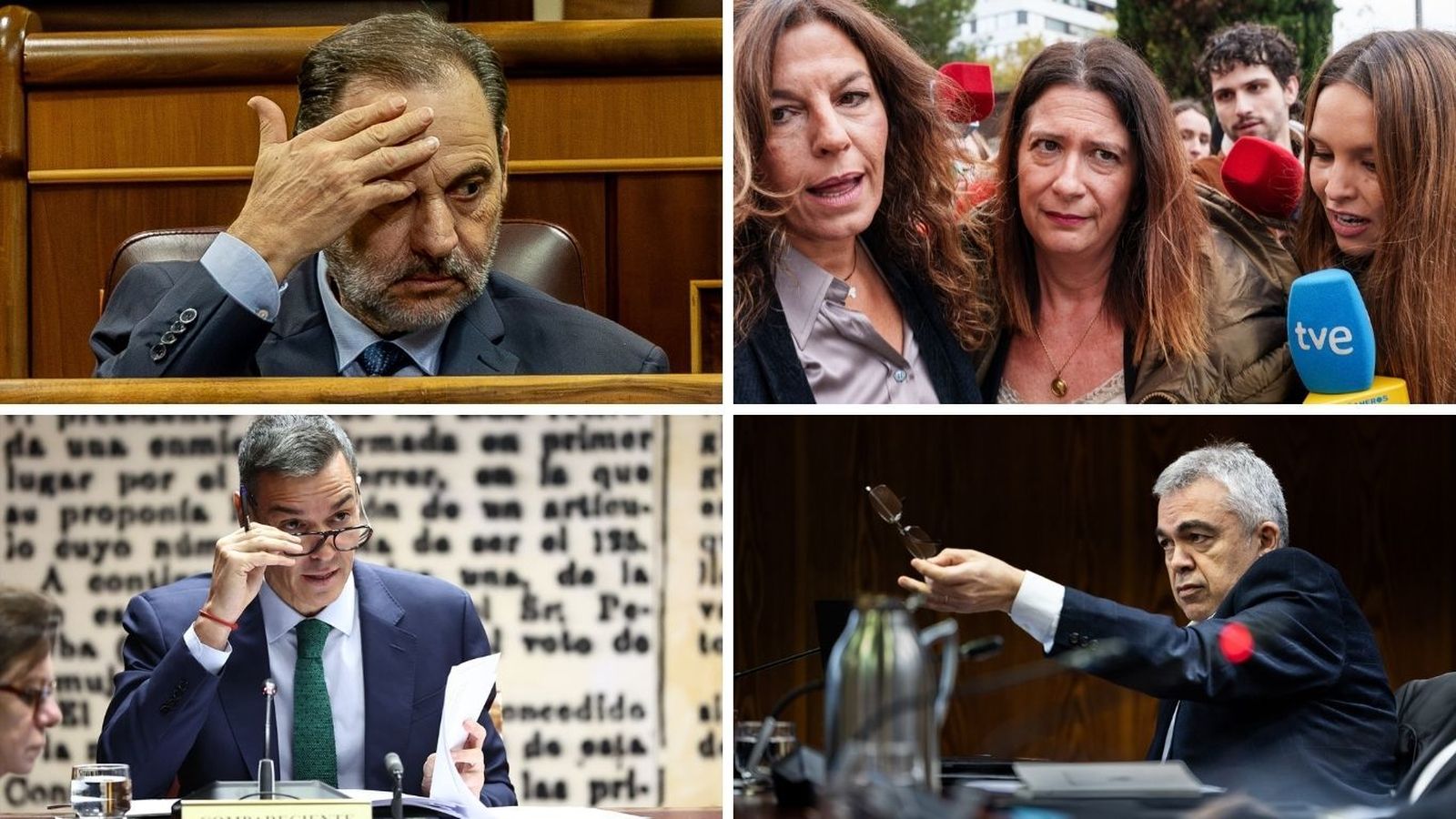 Ábalos, Pedro Sánchez, Leire Díez y Santos Cerdán