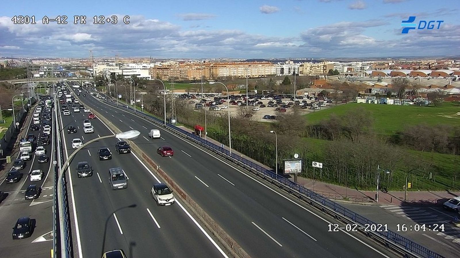 Zona atascada en la A-42 a la altura de Getafe