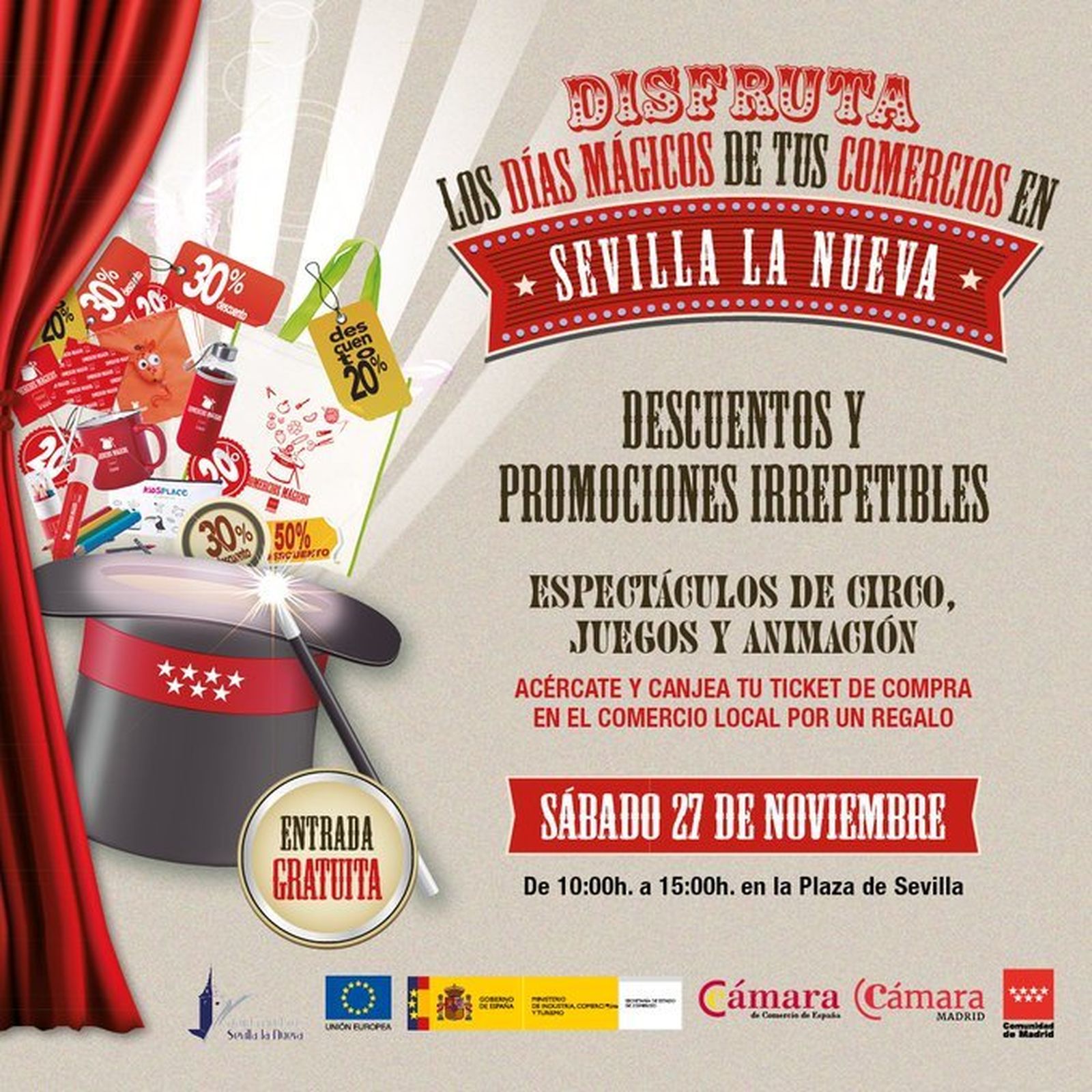 Cartel de la iniciativa comercial en Sevilla la Nueva