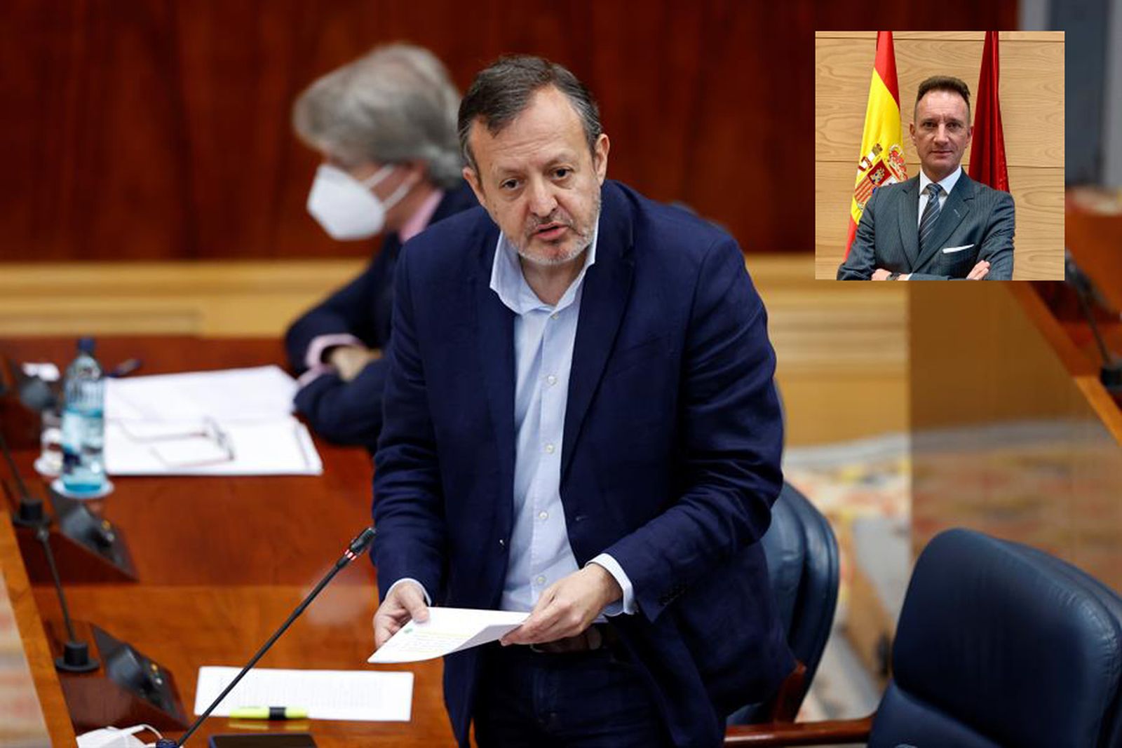 El consejero de Políticas Sociales, Alberto Reyero. En el recuadro pequeño, el hasta ahora Secretario General Técnico de la Consejería, Miguel Ángel Jiménez