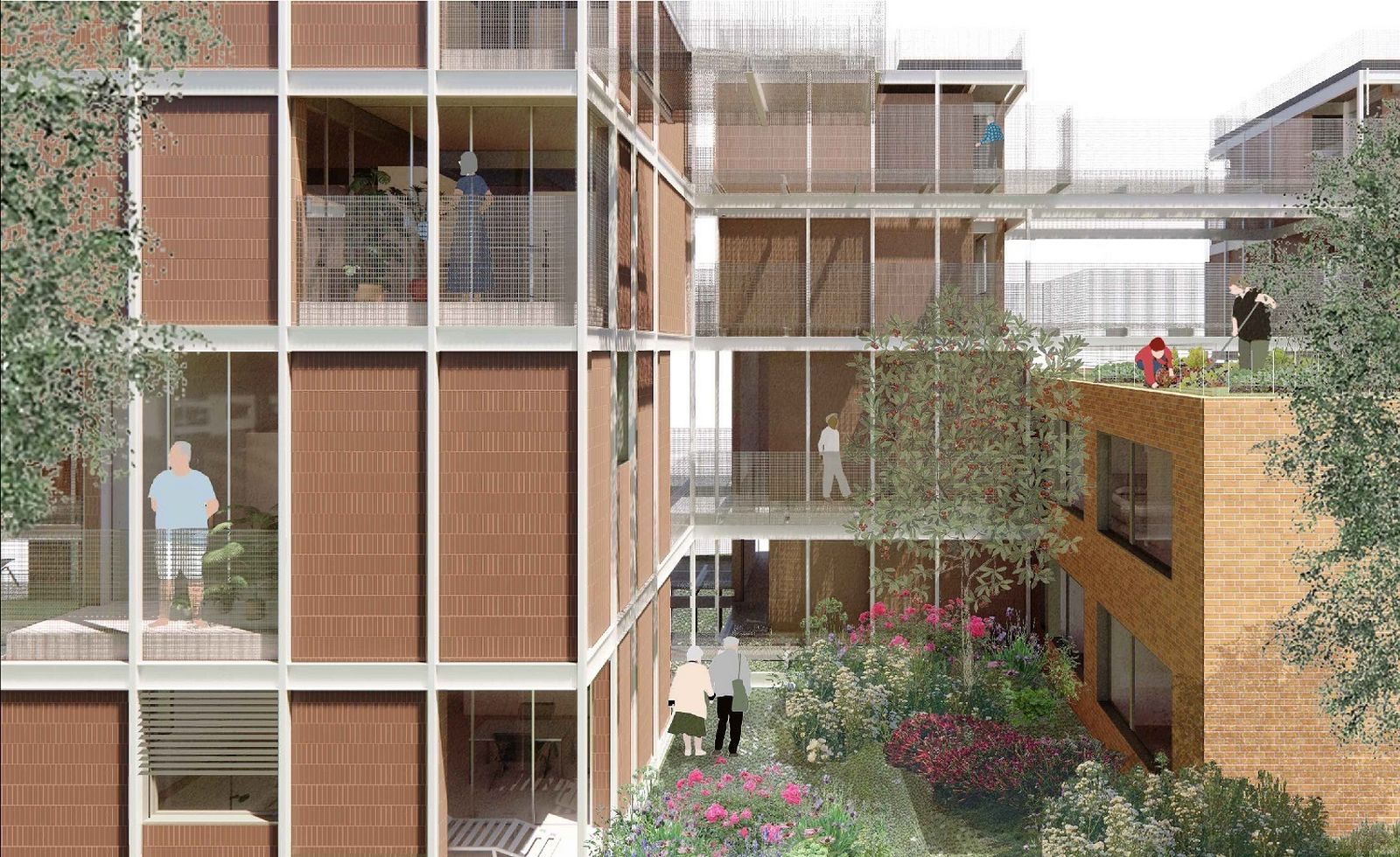 Ilustración del proyecto ganador de viviendas adaptadas para mayores en Fuenlabrada
