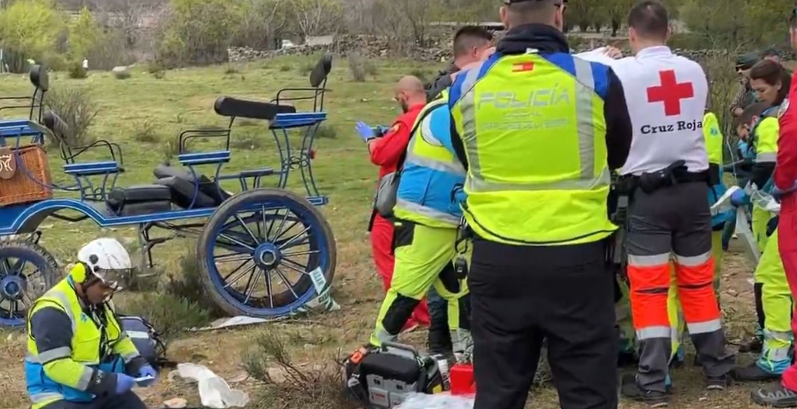 Siete heridos en un grave accidente con un coche de caballos en Miraflores de la Sierra