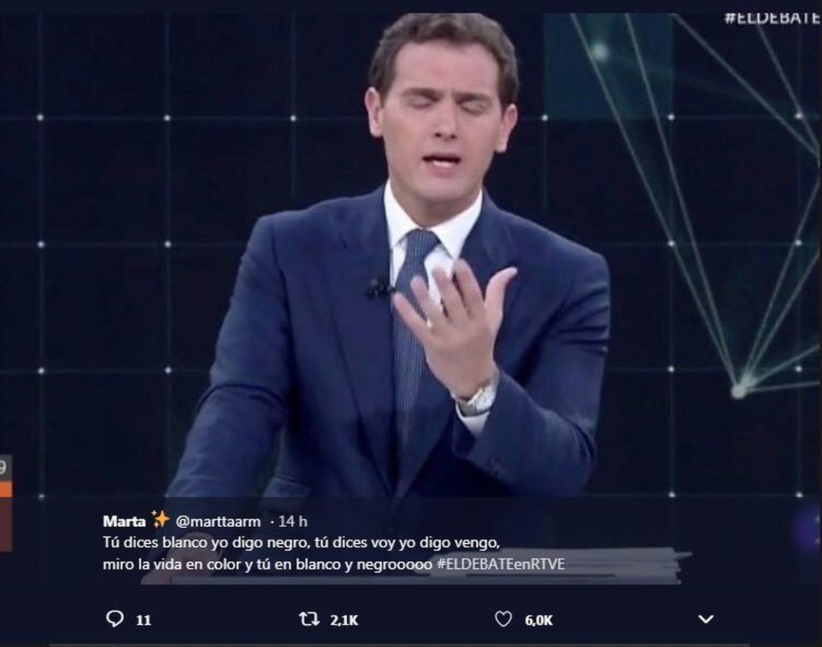 El candidato de Ciudadanos fue todo expresividad