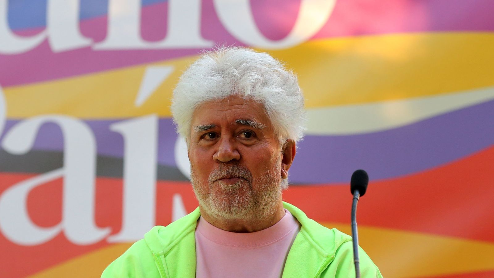El director de cine Pedro Almodóvar, en un acto por el Día Internacional del Orgullo LGTBI