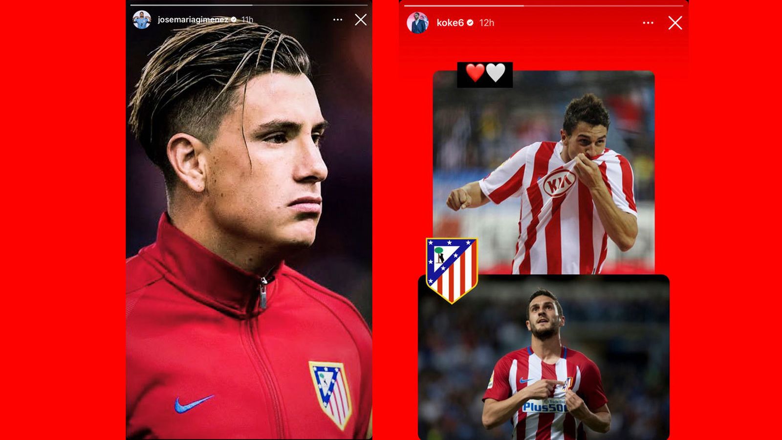 Los jugadores del Atlético de Madrid Koke y Giménez