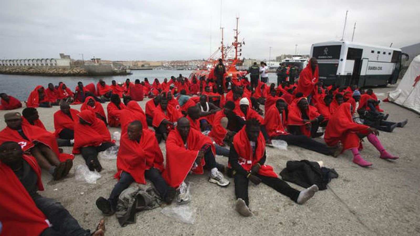 Inmigrantes llegados en pateras al Estrecho