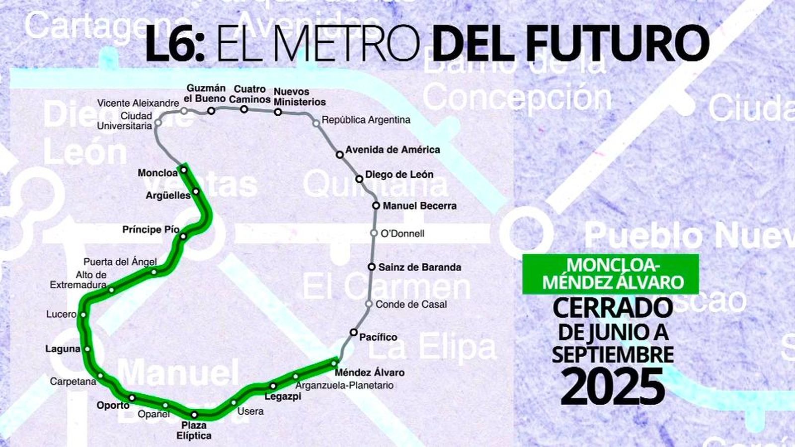 60 autobuses de EMT para suplir el corte de la L6 de Metro de junio a septiembre