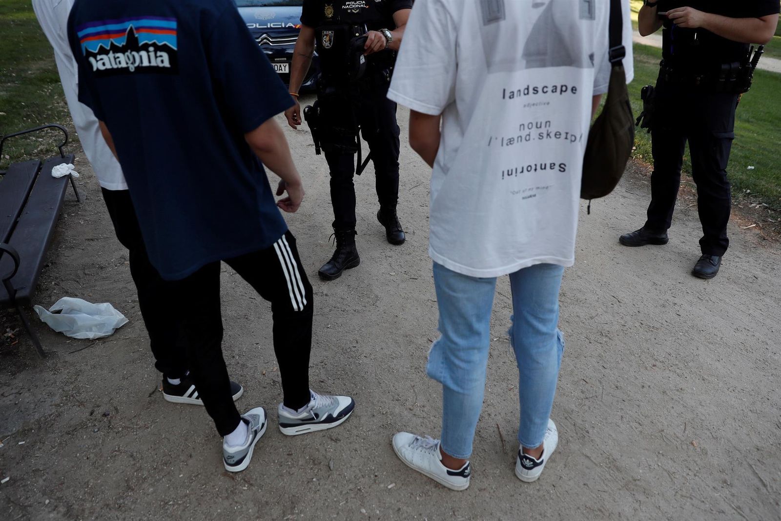 Control policial contra el botellón en el Parque Oeste de Madrid