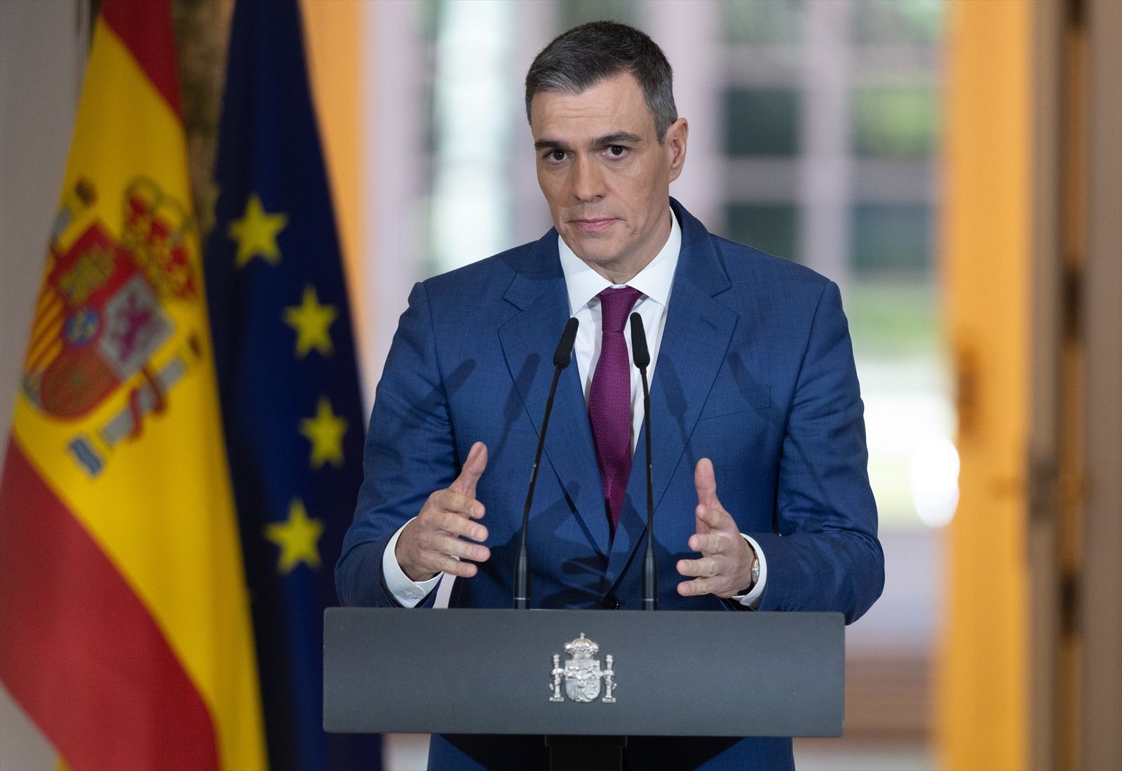 Comparecencia de Pedro Sánchez antes de iniciar su viaje a Irak