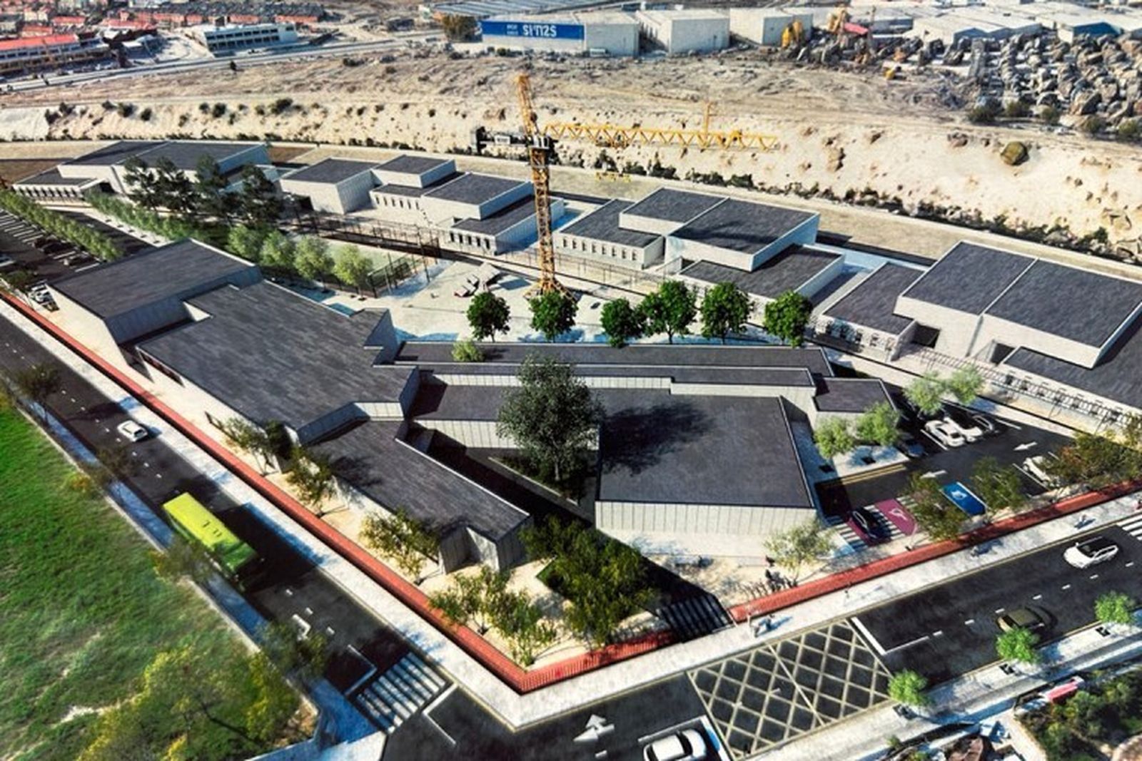 Ilustración del futuro campus de la construcción de Parla