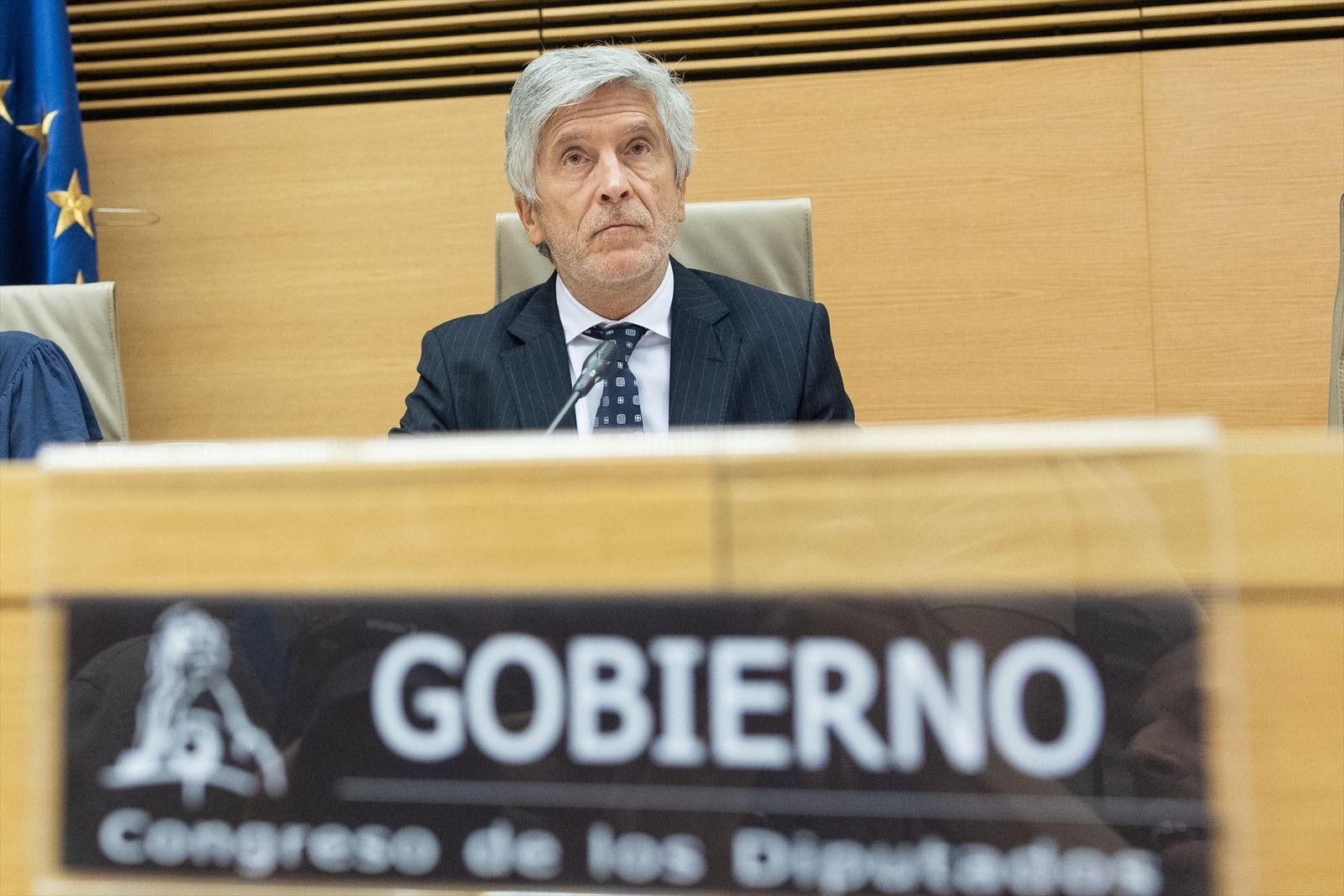 El ministro de Interior, Fernando Grande Marlasaka, durante una comparecencia ante la Comisión de Interior