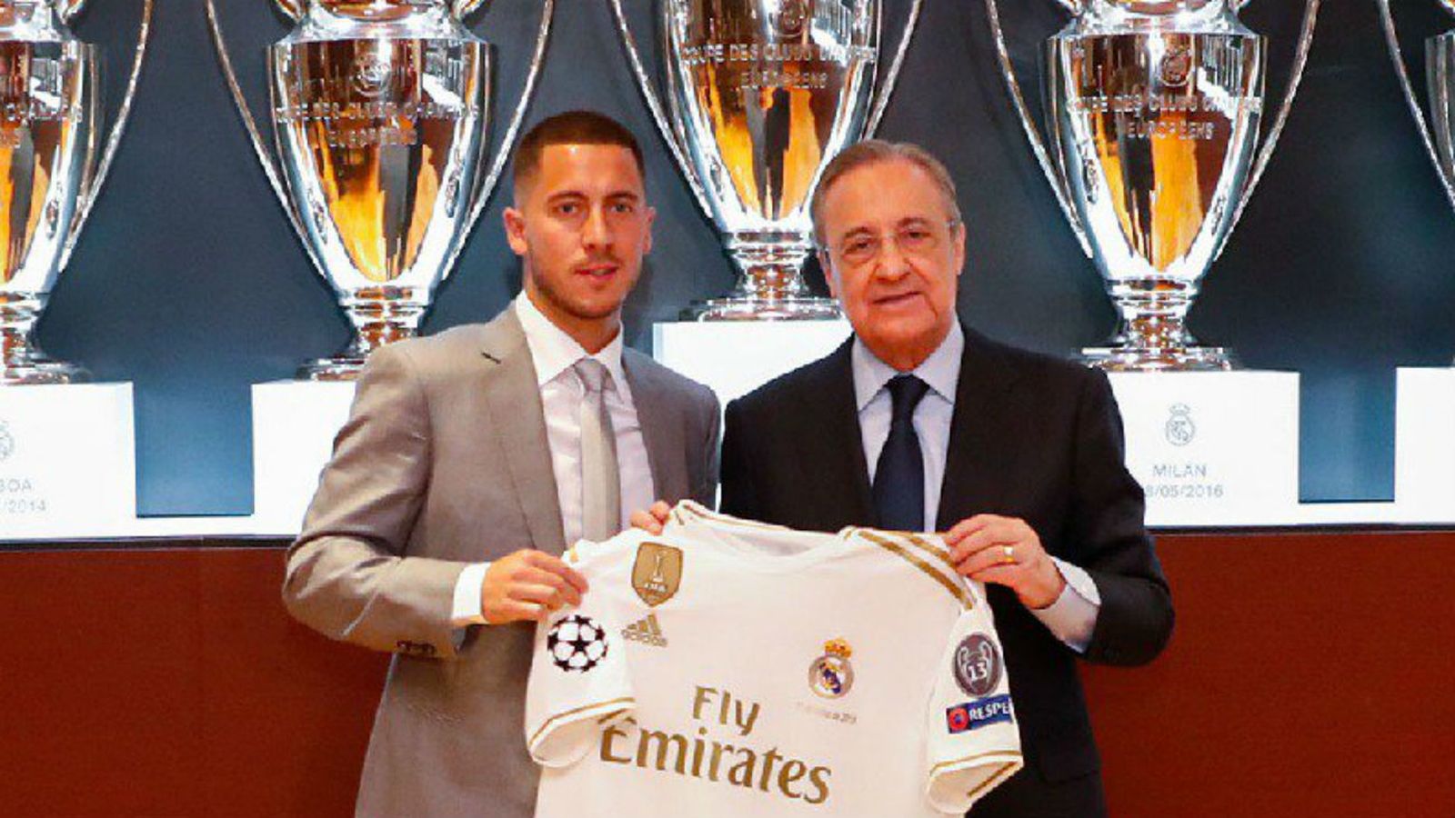 Eden Hazard y Florentino Pérez