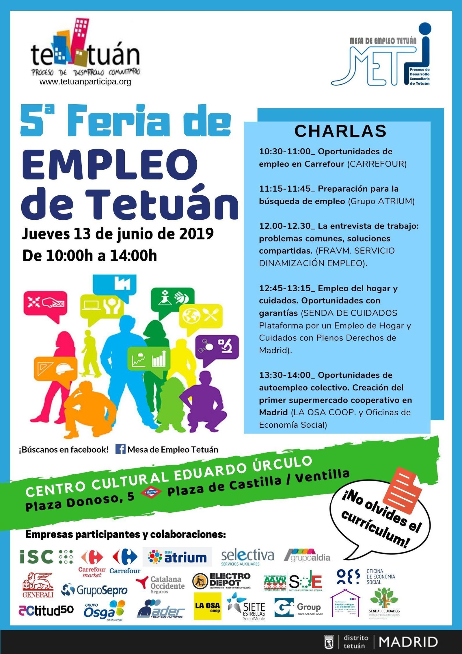 Lleva tu curriculum a la 5ª feria de empleo de Tetuán este jueves