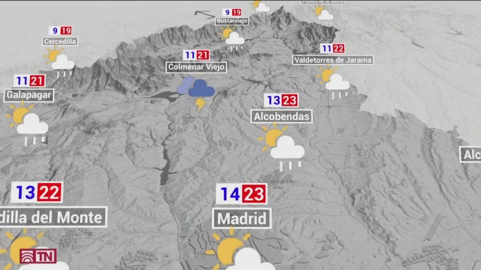 El tiempo en Madrid este lunes: chubascos y tormentas que podrían ser localmente fuertes