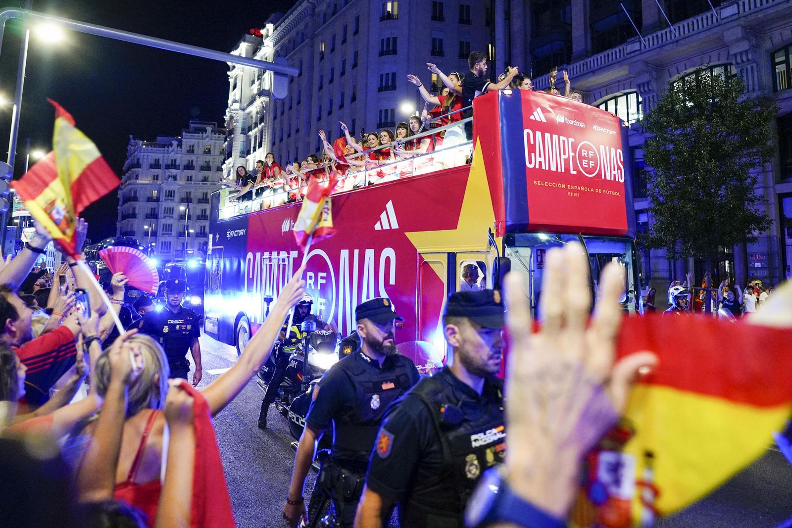 Fiesta de la Selección femenina de fútbol en Madrid tras ganar el Mundial