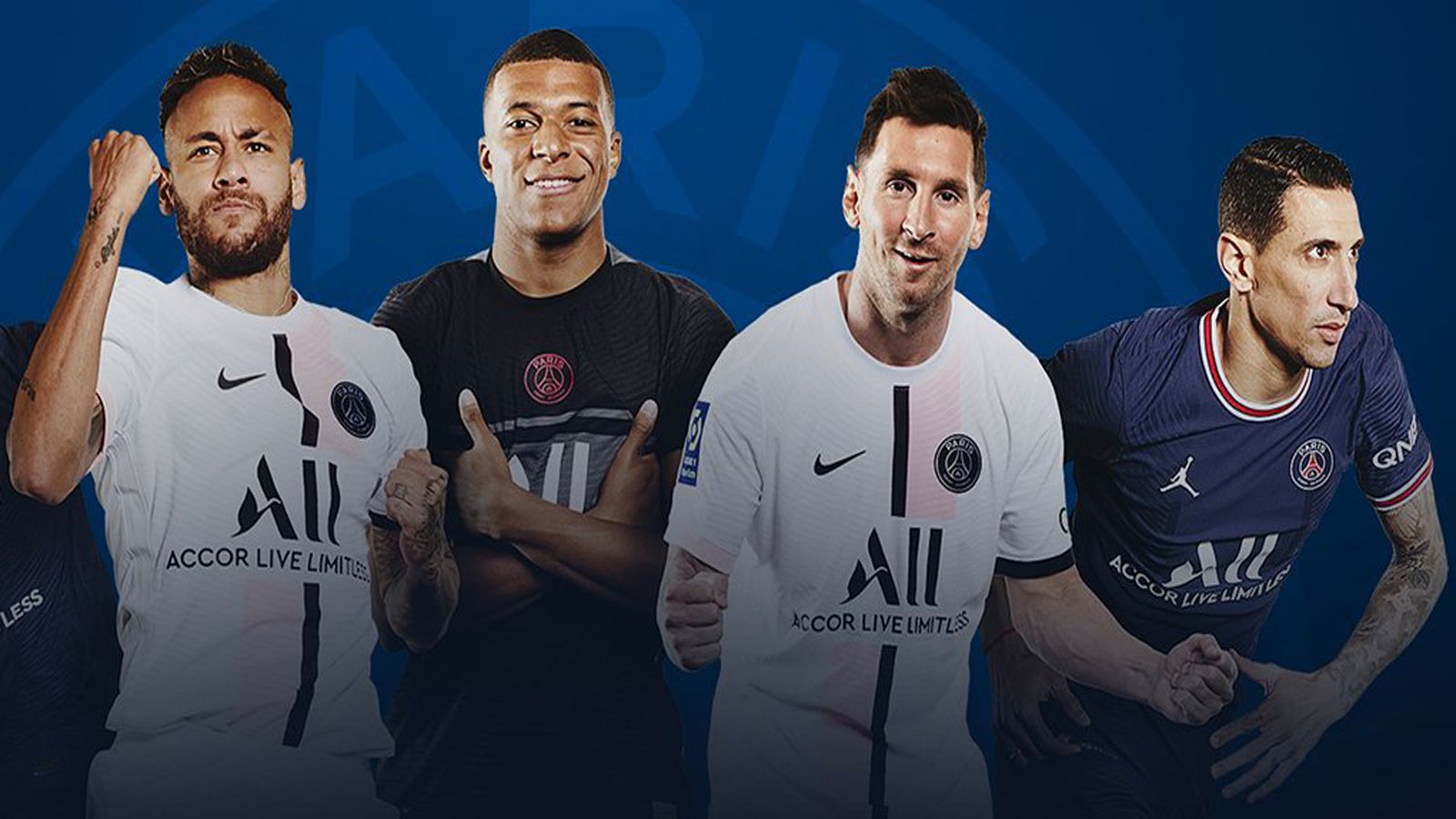 Neymar, Mbappé, Messi y Di María