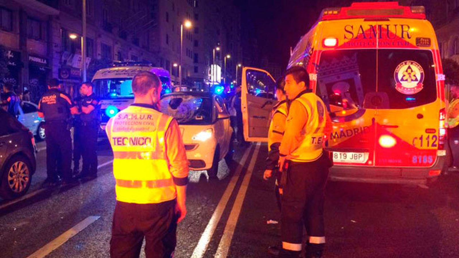 Un joven atropellado en la Gran Vía