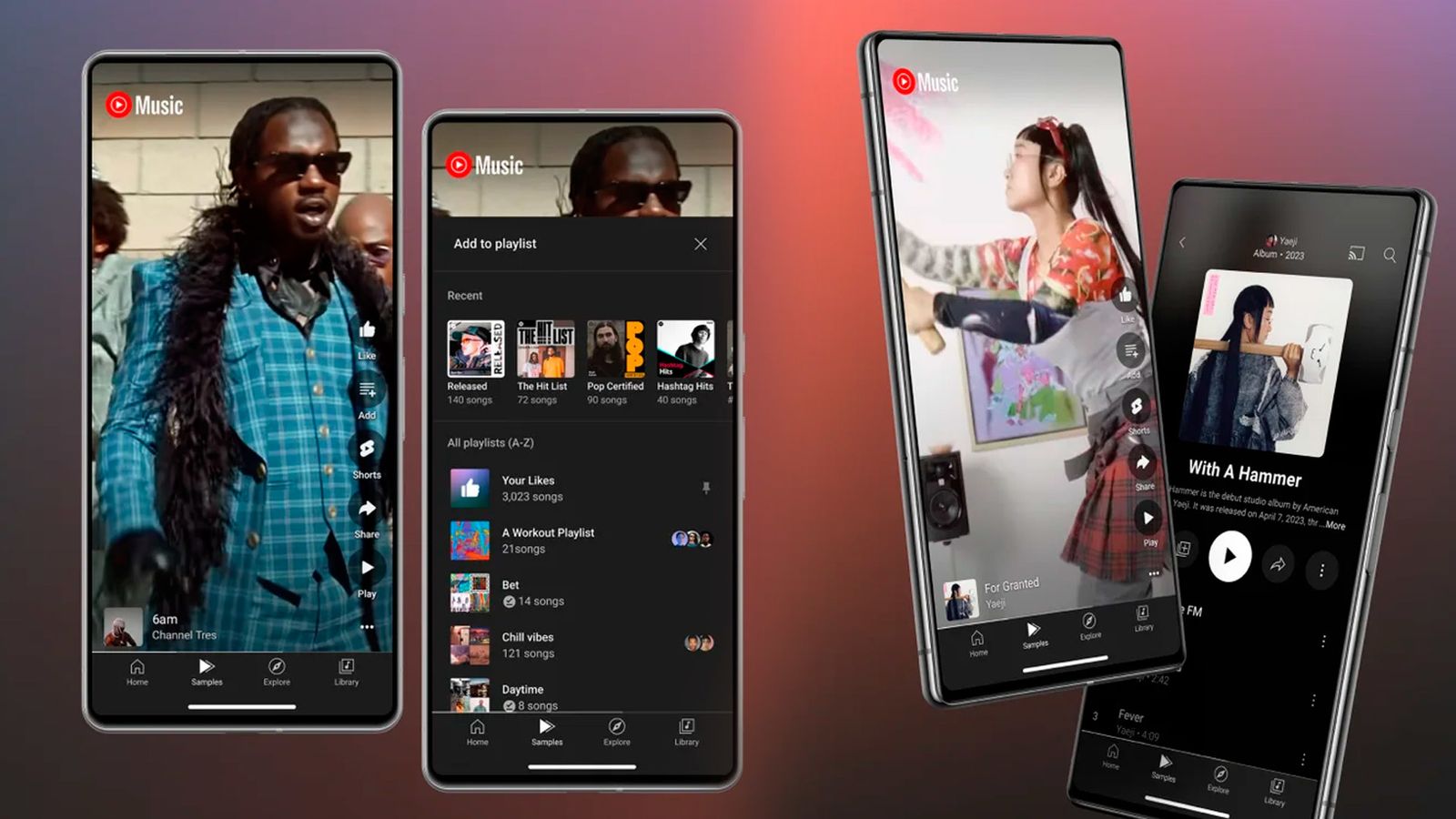 La nueva pestaña Samples de YouTube Music