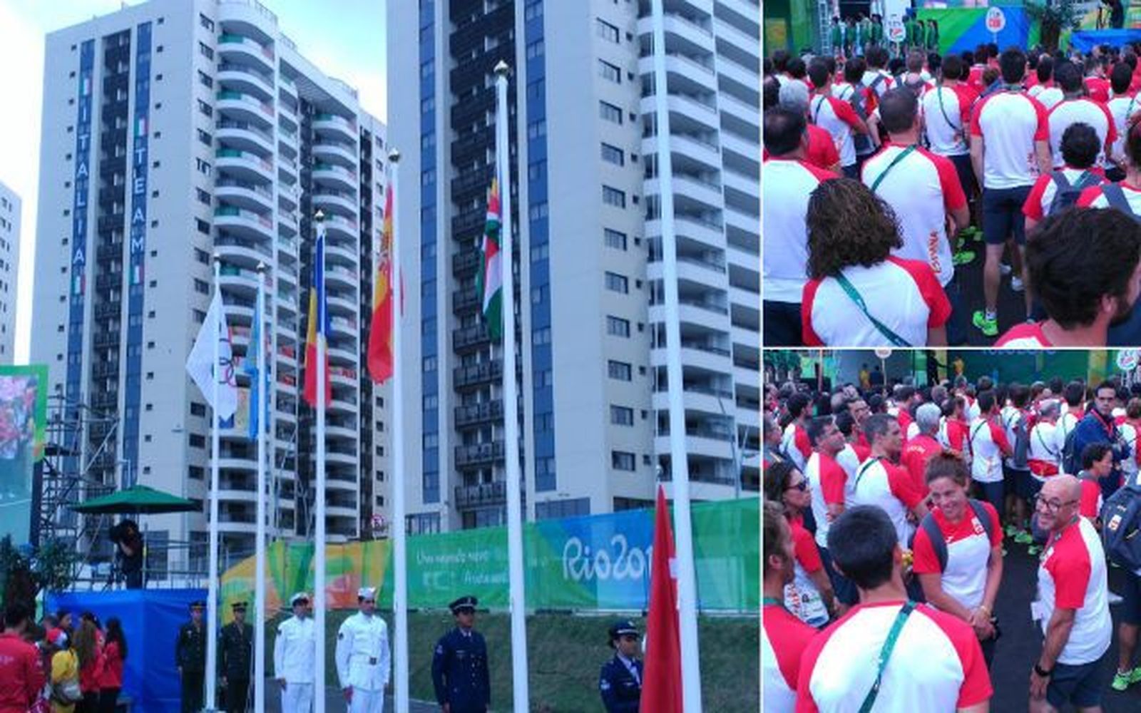 La bandera española ondea ya en la Villa Olímpica