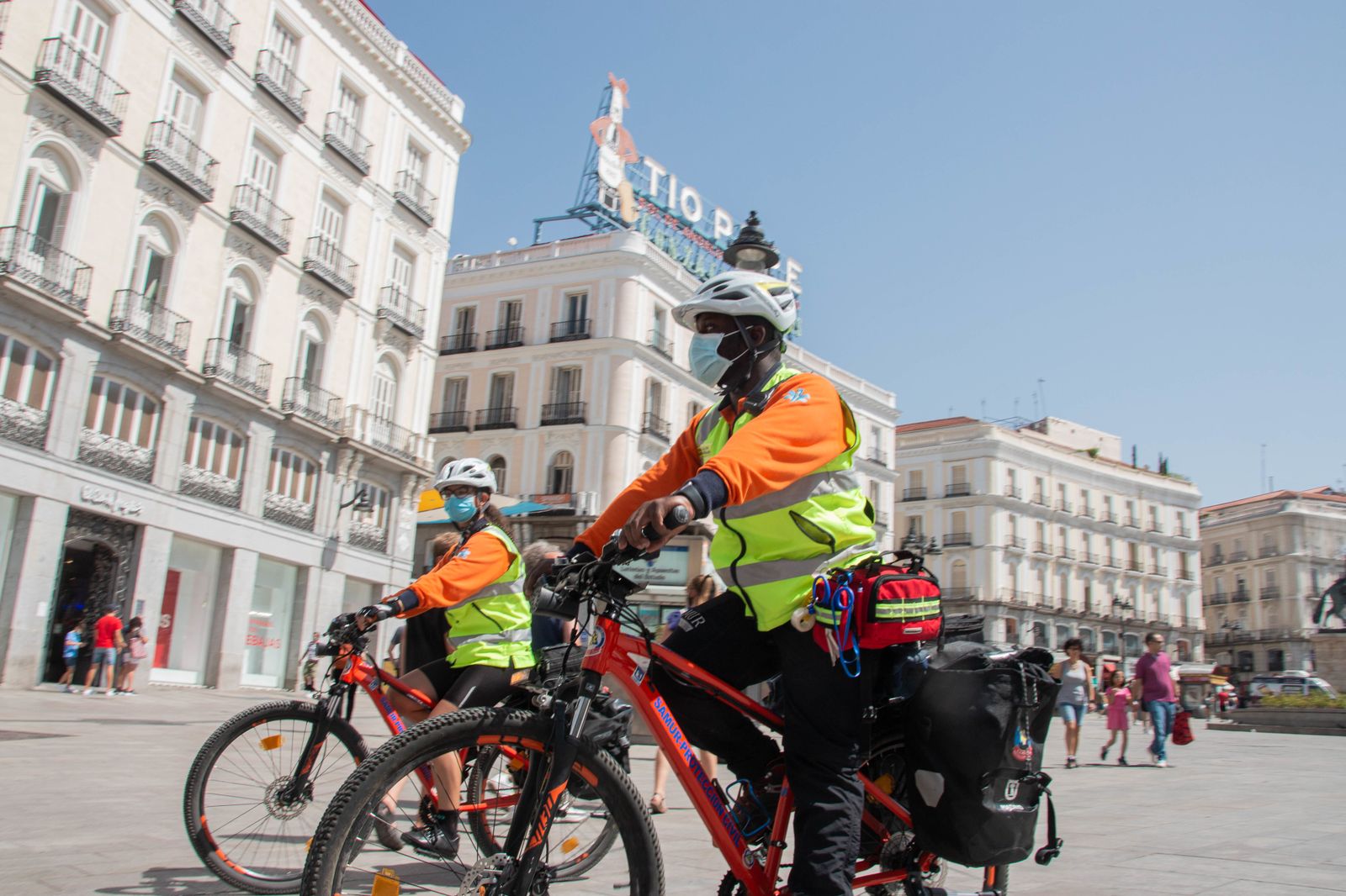 En pleno centro de Madrid, el equipo Lince de Samur Protección Civil vigilará para atender a cualquier persona con síntomas de golpe de calor.
