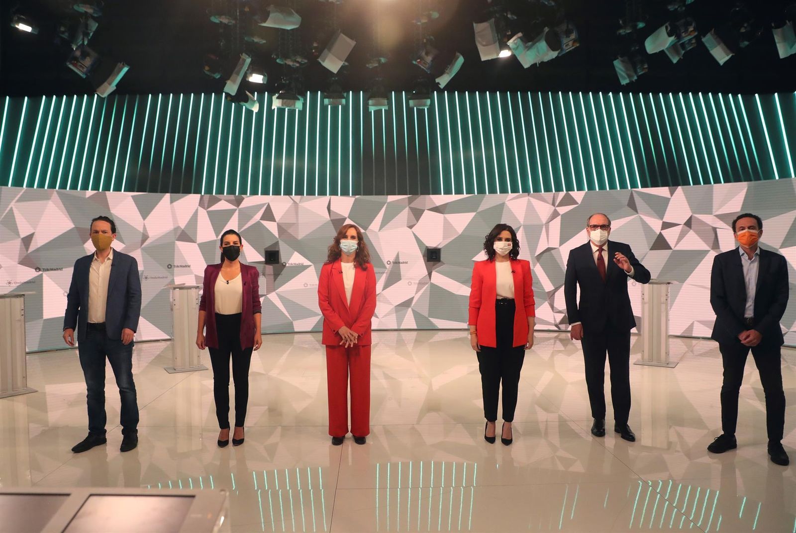 Los seis candidatos, en el debate de Telemadrid