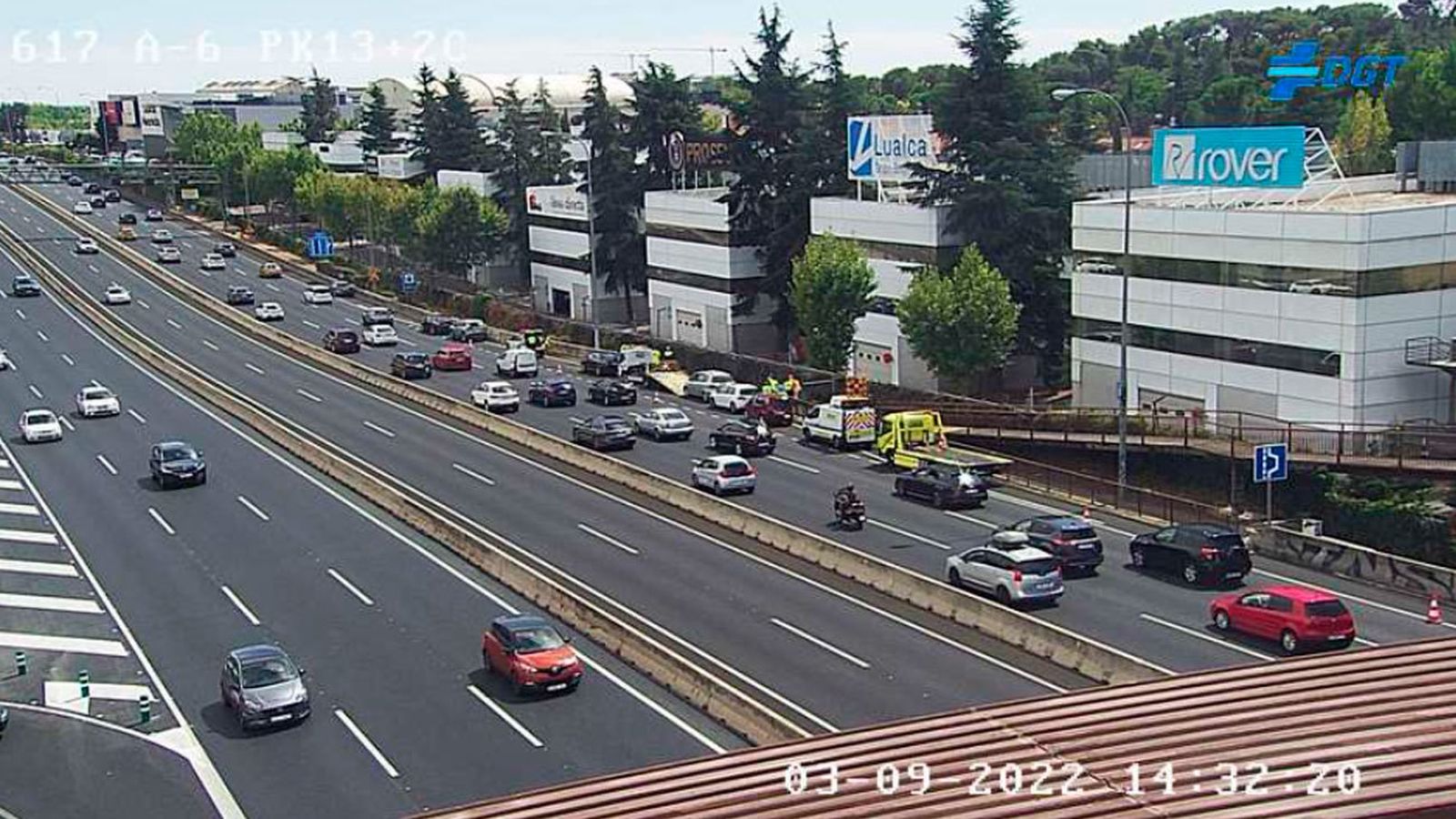 Atasco localizado en la A-6, de entrada a Madrid