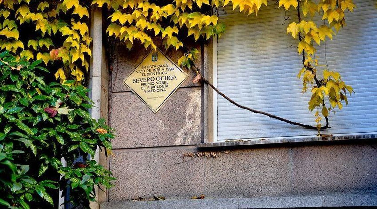 Placa de la vivienda de Severo Ochoa en Madrid
