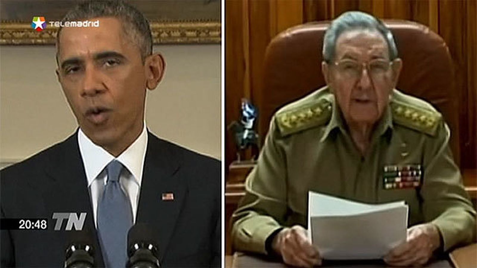 Barak Obama y Raúl Castro