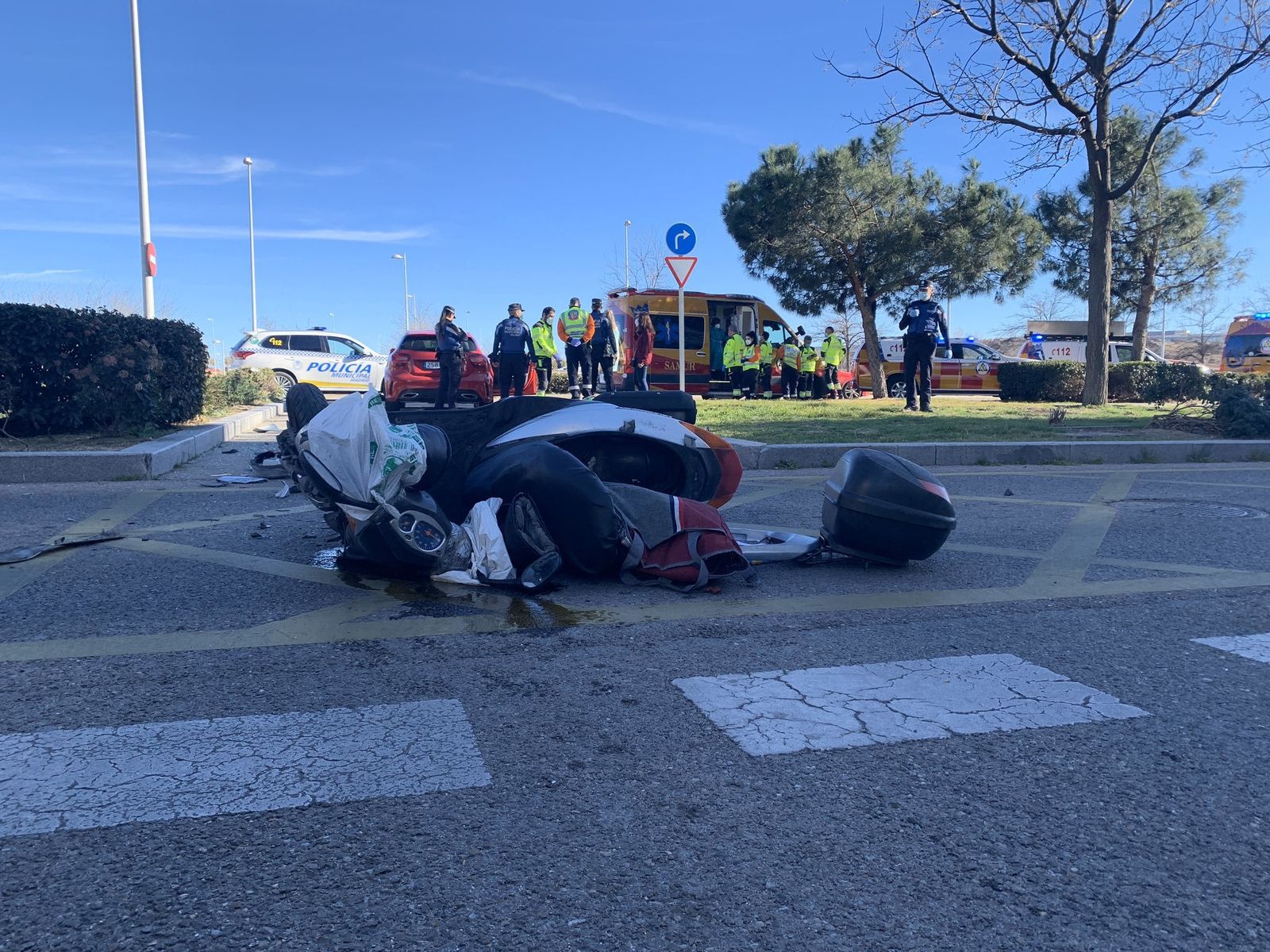 Accidente de moto en Valdebebas