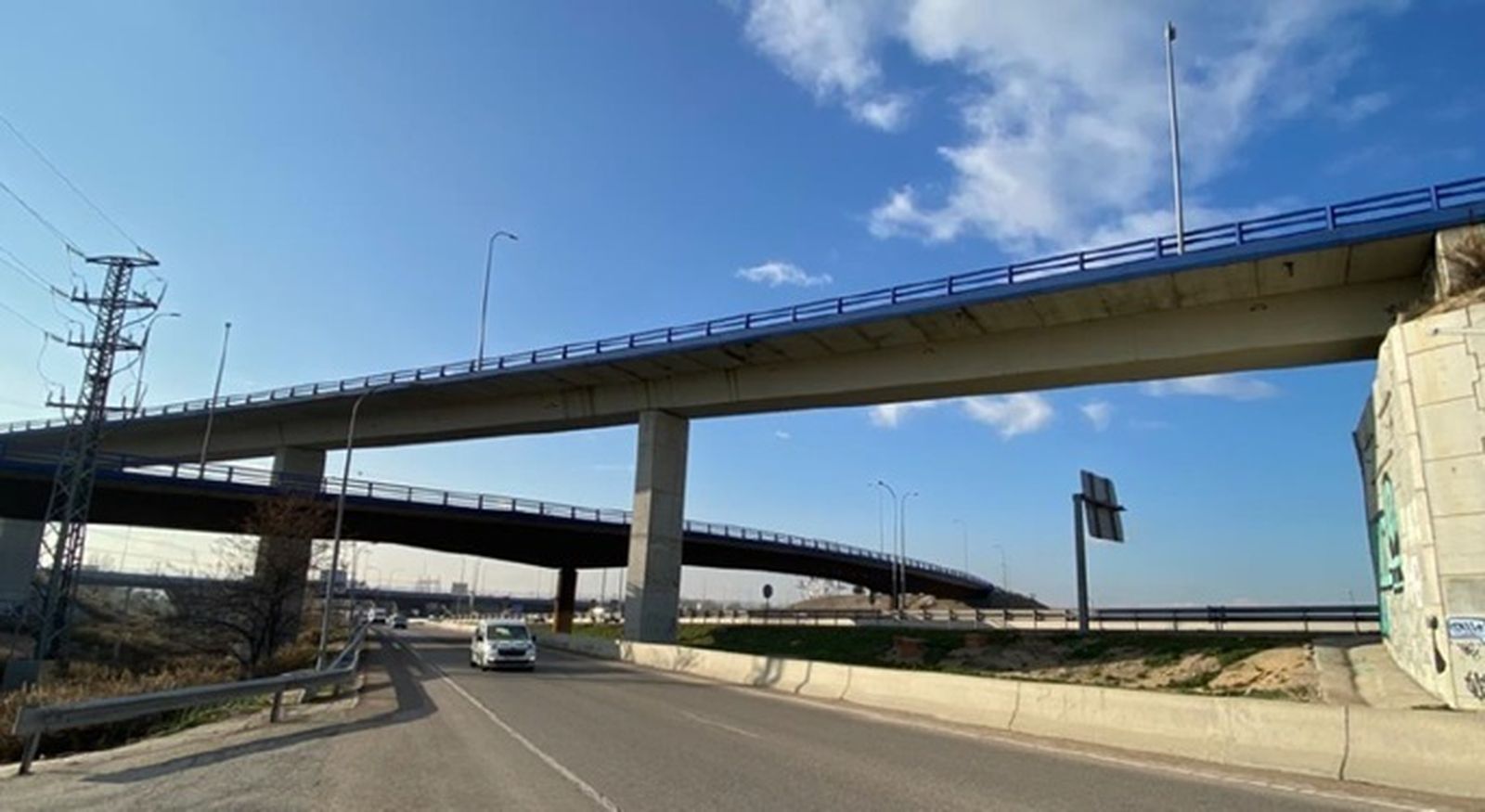 Puente en obras de la M-50 a la altura de Torrejón de Ardoz