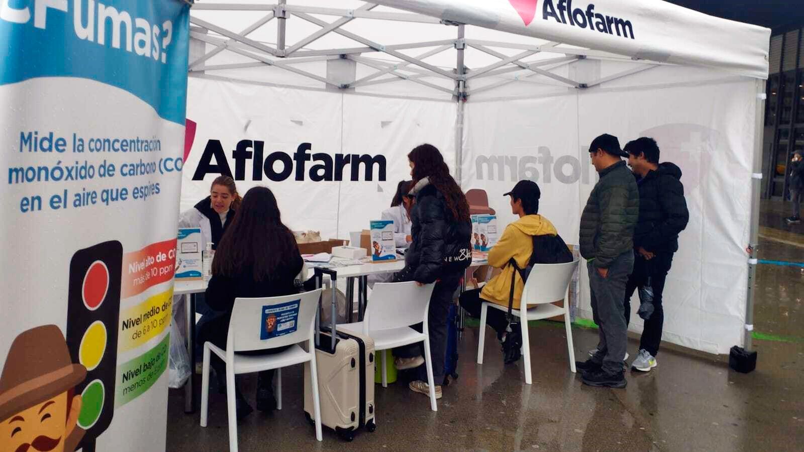 Carpa de Aflofarm donde se mide la saldu pulmonar de forma gratuita