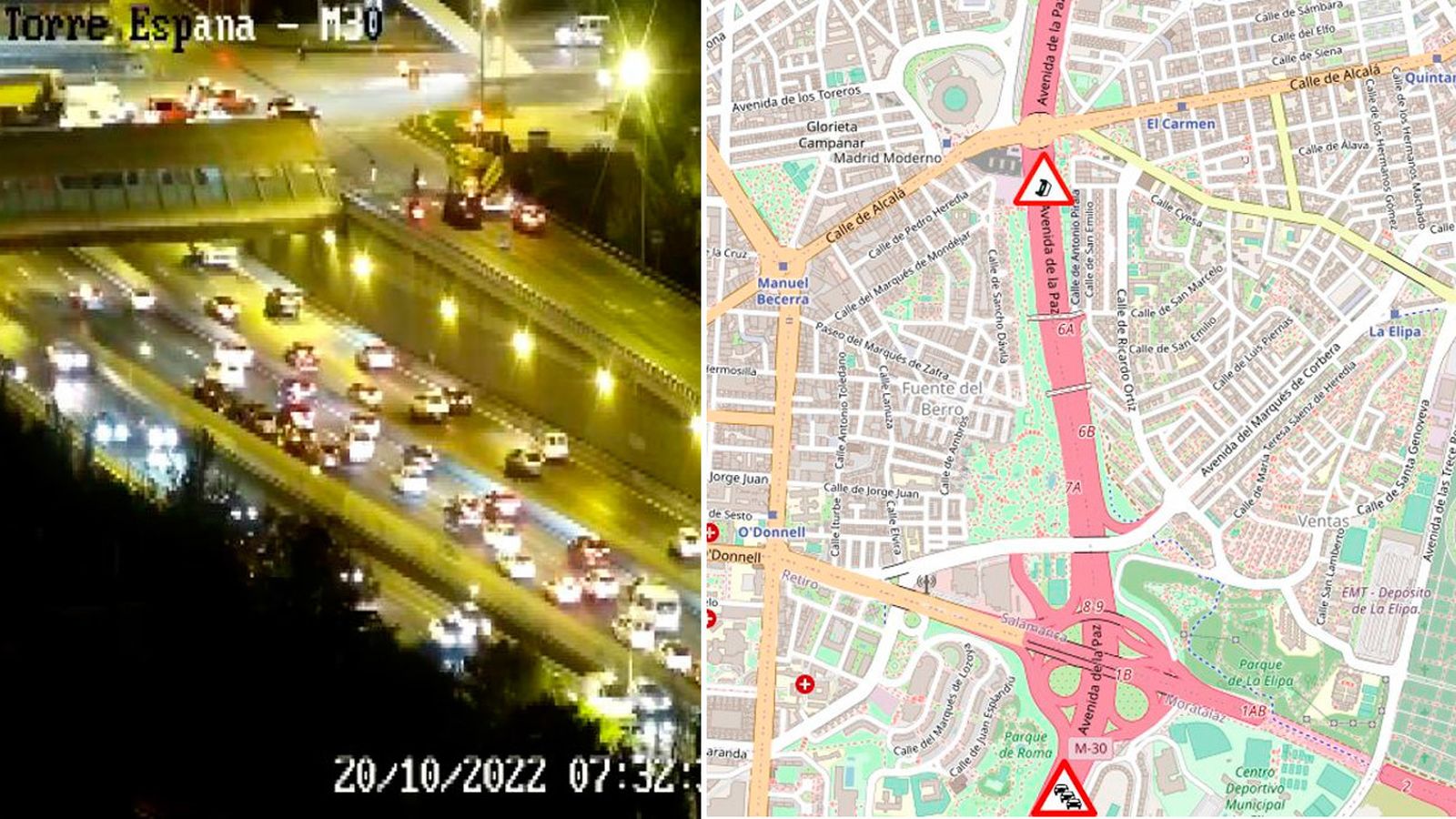 Cortado el carril izquierdo de la M-30 en sentido A-1 por un accidente de tráfico