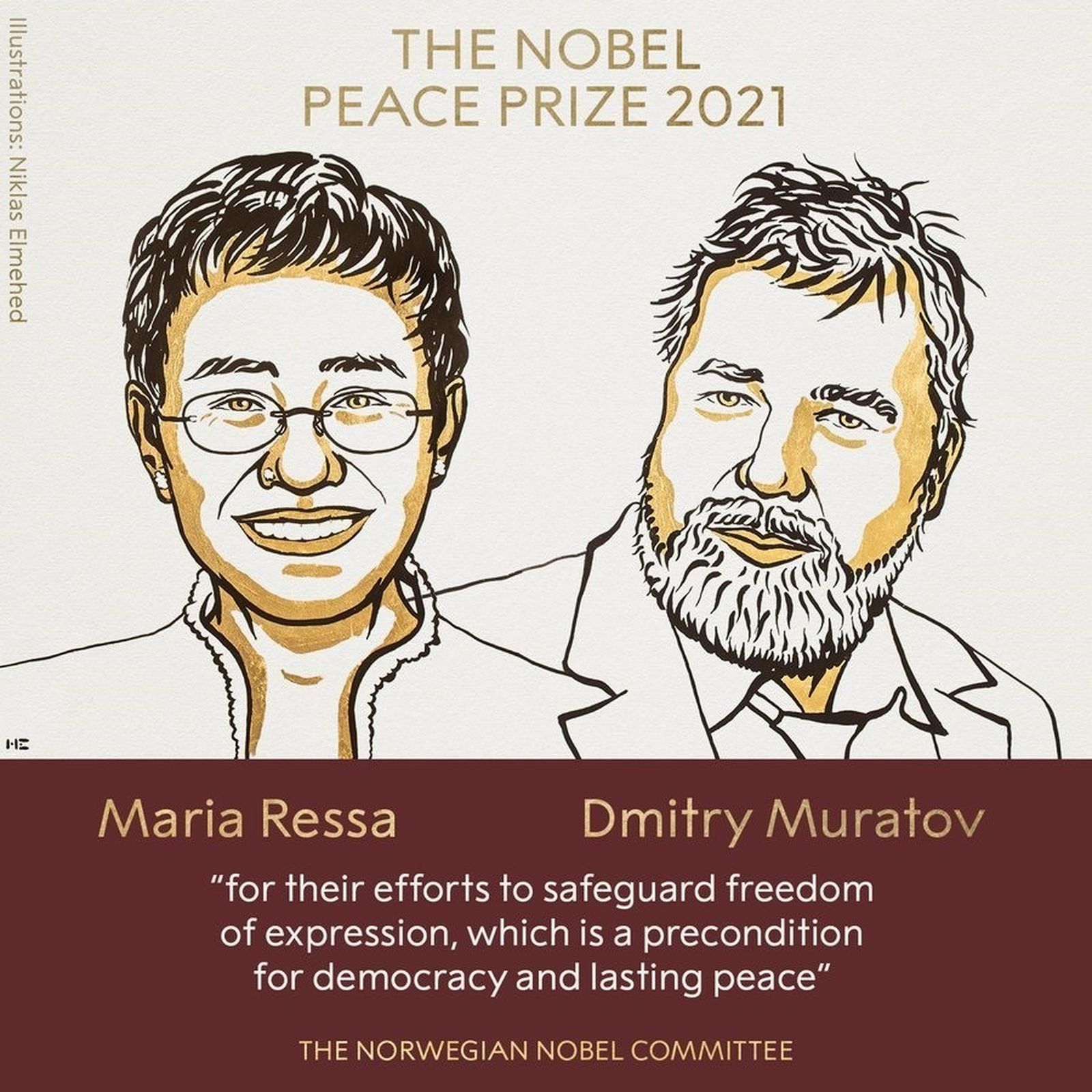 Imagen de Maria Ressa y Dimitri Muratov, premios Nobel de la Paz