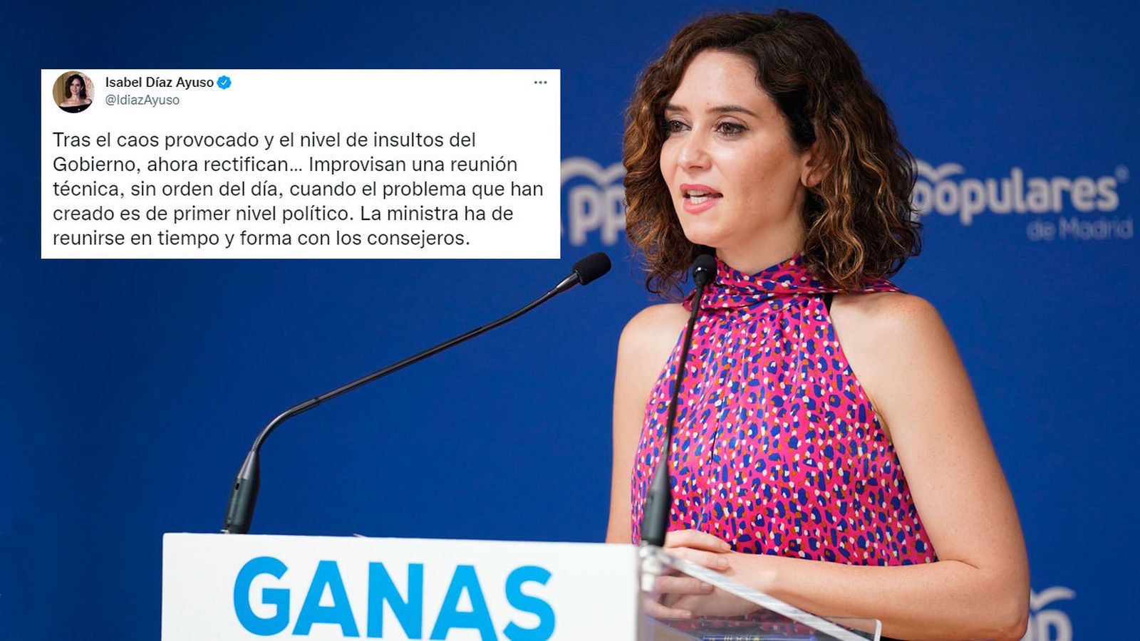 Ayuso critica el  "caos" del Gobierno en sus medidas de ahorro energético y la convocatoria "improvisada" a las autonomías