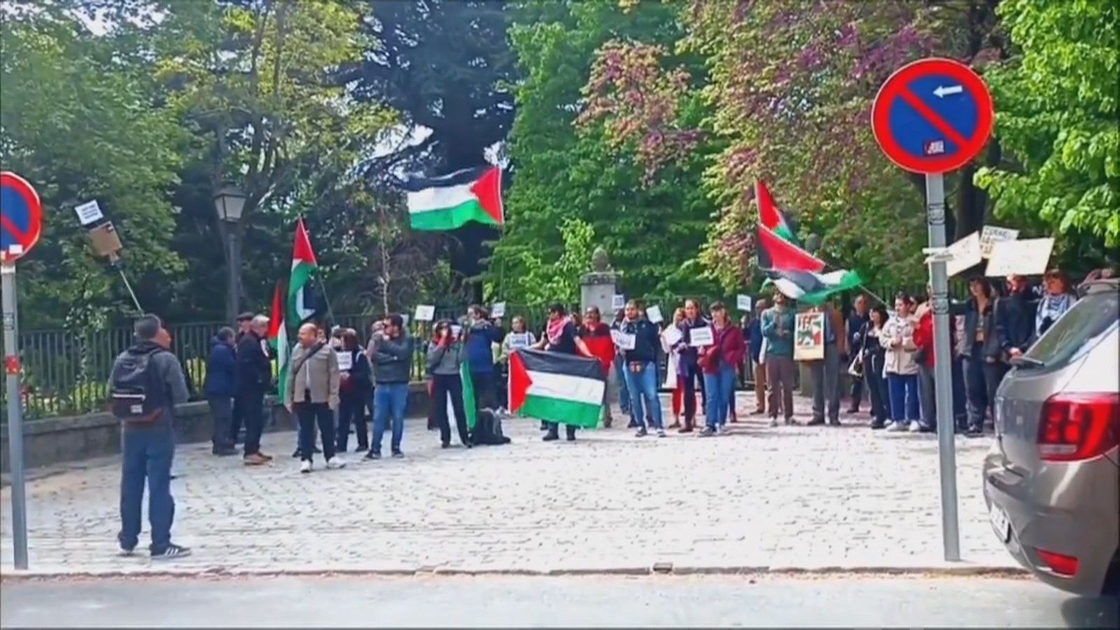 Activistas propalestinos boicotean una conferencia israelí en San Lorenzo de El Escorial