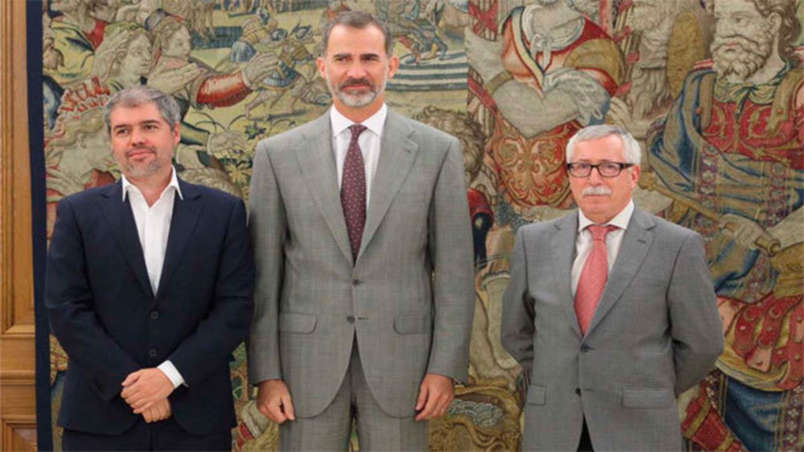 Unai Sordo y Fernández Toxo con el Rey