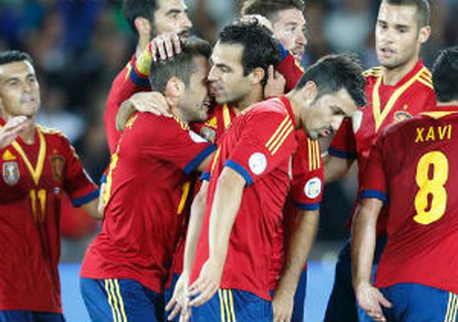 La Selección española celebra el triunfo ante Finlandia