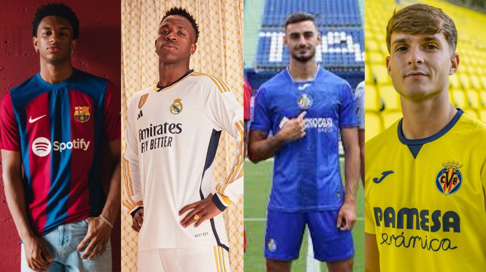Camisetas del Barcelona, Real Madrid, Getafe y Villarreal