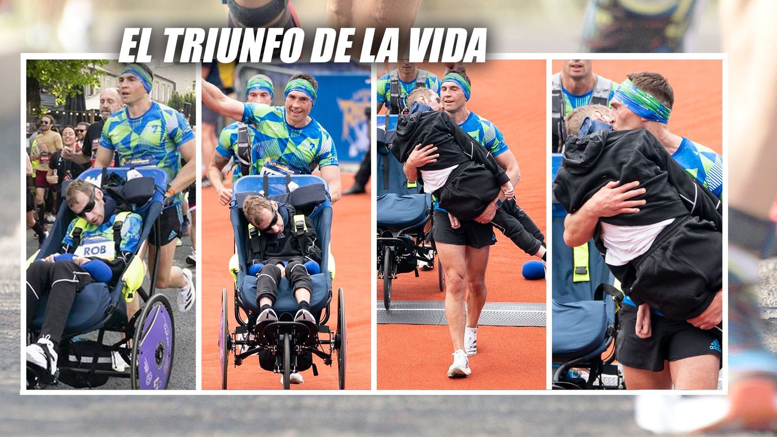 Cruza la meta de la maratón de Leeds con su amigo enfermo de ELA en brazos